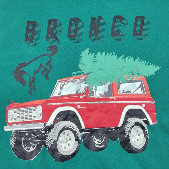 Ford A Very Bronco Holiday Full Zip Hoodie Mens XL Green Cotton Poly Blend *READ - Picture 1 of 11
